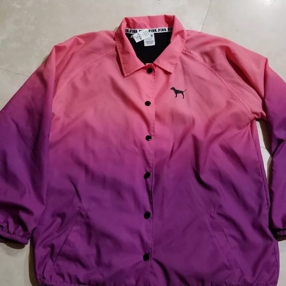 NWOT PINK VS OMBRÉ SNAP BUTTON ADJ COACHES JACKET - Picture 13 of 16
